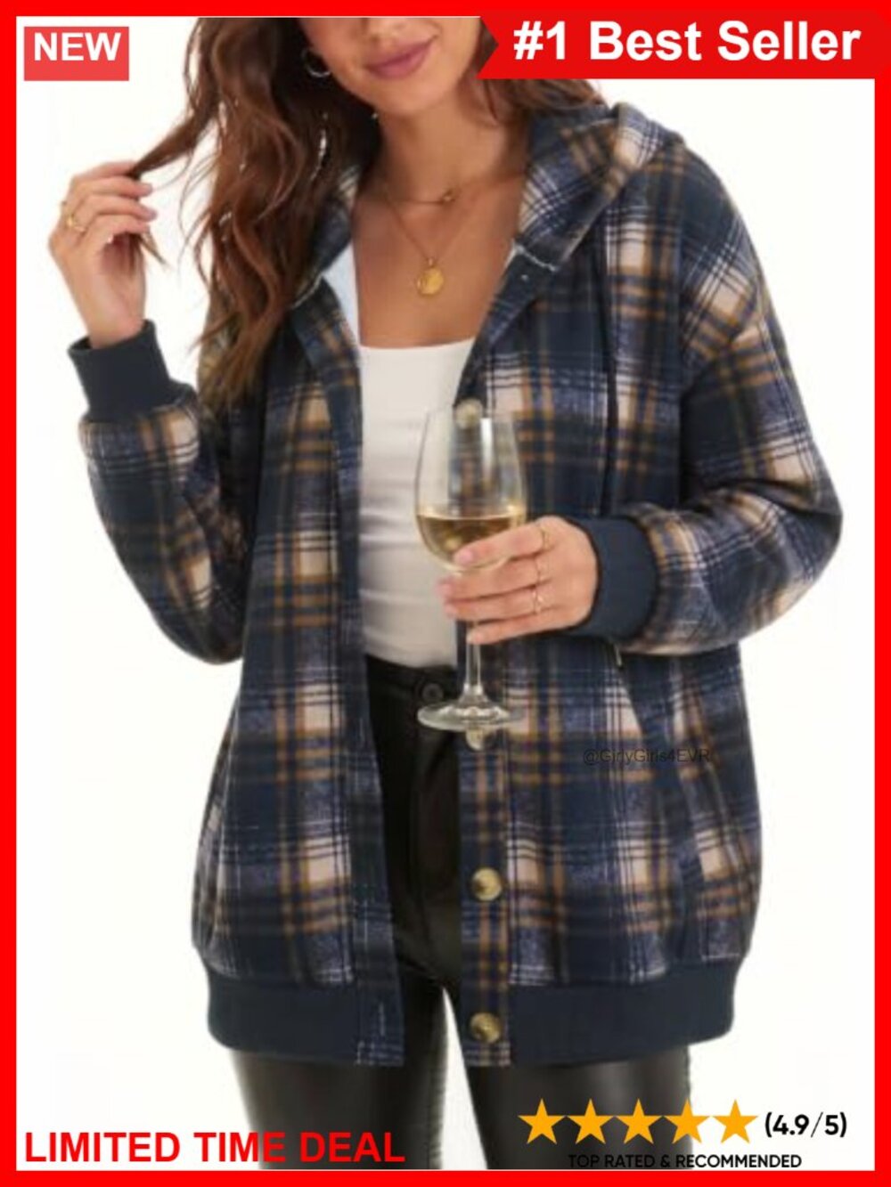 Zeagoo Women's Button Front Hoodie Fleece Sweatshirt with Pockets Loose Fit